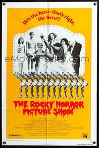 2n807 ROCKY HORROR PICTURE SHOW style B one-sheet '75 wacky image of cast & Tim Curry's sexy legs!