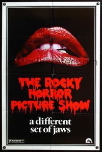2n808 ROCKY HORROR PICTURE SHOW teaser 1sh '75 classic close up lips image, a different set of jaws!