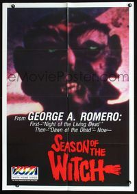 2n826 SEASON OF THE WITCH 28x40 video poster R86 George Romero, huge close up of monster!
