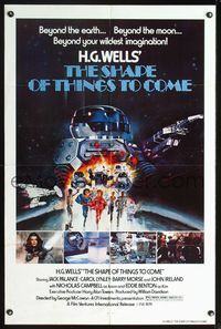 2n829 SHAPE OF THINGS TO COME one-sheet '79 Jack Palance in H.G. Wells sci-fi, cool art of robot!