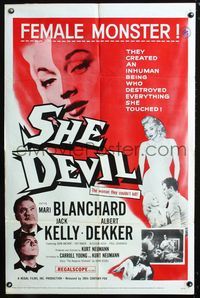 2n832 SHE DEVIL one-sheet '57 sexy inhuman female monster who destroyed everything she touched!