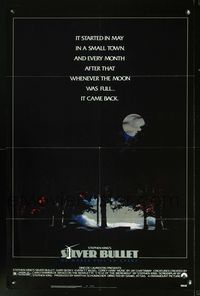 2n837 SILVER BULLET one-sheet poster '85 Stephen King, whenever the moon was full, it came back!
