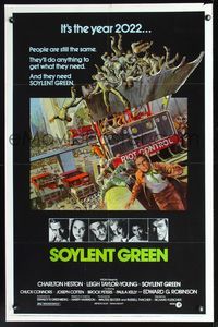 2n845 SOYLENT GREEN one-sheet movie poster '73 artwork of Charlton Heston by John Solie!
