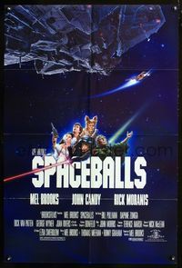 2n849 SPACEBALLS one-sheet '87 best Mel Brooks sci-fi Star Wars spoof, John Candy, Pullman, Moranis