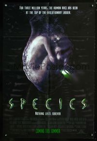2n850 SPECIES advance one-sheet poster '95 creepy artwork of alien Natasha Henstridge in embryo sac!