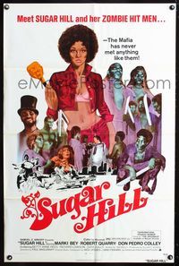 2n865 SUGAR HILL one-sheet poster '74 artwork of sexy Marki Bey and her wild black zombie hit men!