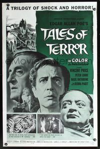 2n875 TALES OF TERROR one-sheet poster '62 Peter Lorre, Vincent Price, Basil Rathbone, Debra Paget