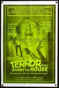 2n885 TERROR FROM UNDER THE HOUSE one-sheet '71 if you look in the basement, be ready to SCREAM!