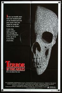 2n886 TERROR IN THE AISLES 1sheet '84 cool close up skull image, a rollercoaster of scary moments!