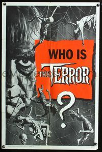 2n884 TERROR style B teaser 1sheet '63 cool artwork of Boris Karloff & people in web, Roger Corman