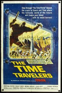 2n903 TIME TRAVELERS one-sheet poster '64 cool Reynold Brown art of the crack in space and time!