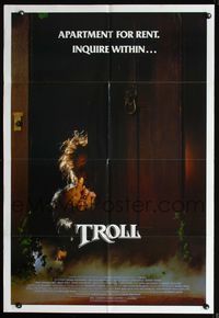 2n916 TROLL one-sheet poster '85 wacky image of monster hiding behind door, produced by Albert Band!