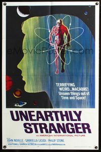 2n922 UNEARTHLY STRANGER one-sheet '64 cool art of weird macabre unseen thing out of time & space!