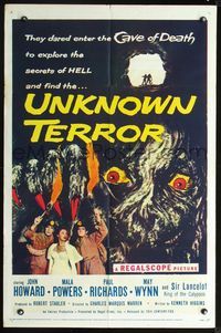 2n923 UNKNOWN TERROR 1sheet '57 they dared enter the Cave of Death and explore the secrets of HELL!