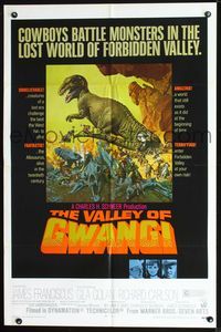 2n928 VALLEY OF GWANGI one-sheet poster '69 Ray Harryhausen, great artwork of cowboys vs dinosaurs!