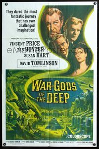 2n940 WAR-GODS OF THE DEEP 1sheet '65 Vincent Price, Jacques Tourneur underwater sci-fi, cool art!