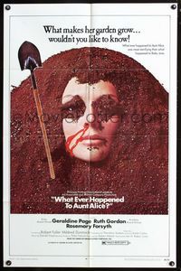 2n948 WHAT EVER HAPPENED TO AUNT ALICE? one-sheet '69 creepy horror image of woman buried in garden!