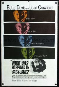 2n949 WHAT EVER HAPPENED TO BABY JANE? 1sh '62 Robert Aldrich, scariest Bette Davis & Joan Crawford