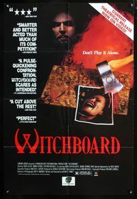 2n959 WITCHBOARD video one-sheet movie poster '86 cool axe and Ouija board horror image!