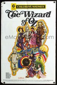 2n963 WIZARD OF OZ one-sheet poster R70 all-time classic, cool different art of top stars by Green!