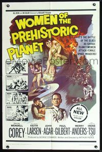 2n967 WOMEN OF THE PREHISTORIC PLANET 1sheet '66 savage planet women attack female space invaders!