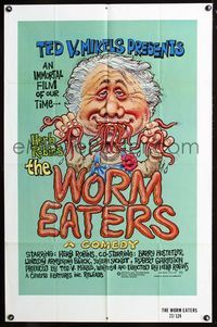 2n969 WORM EATERS one-sheet '77 Ted V. Mikels gross-out classic, great wacky artwork by Green!