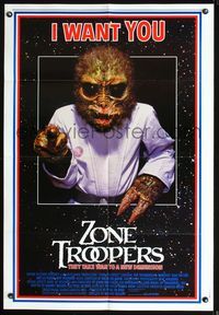2n974 ZONE TROOPERS 1sheet '85 Uncle Sam-like alien, parody of James Montgomery Flagg's I Want You!