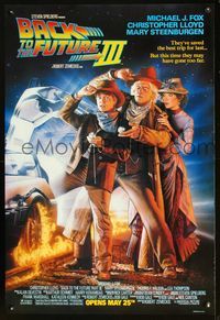 2o797 BACK TO THE FUTURE III DS advance one-sheet '90 Michael J. Fox, Christoper Lloyd, Struzan art!