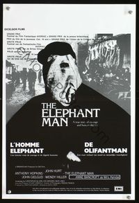 2o389 ELEPHANT MAN Belgian movie poster '80 John Hurt is not an animal, directed by David Lynch!