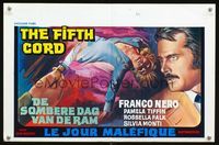2o395 FIFTH CORD Belgian movie poster '71 art of Franco Nero by bloody knife & sexy dead victim!