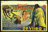 2o398 FLY Belgian movie poster '58 Vincent Price, classic sci-fi, great different monster artwork!