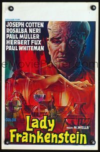 2o417 LADY FRANKENSTEIN Belgian movie poster '71 La Figlia di Frankenstein, sexy horror art!