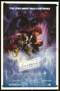 2o829 EMPIRE STRIKES BACK GWTW style 1sh '80 George Lucas sci-fi classic, cool art by Roger Kastel!