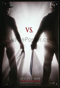 2o841 FREDDY VS JASON DS teaser one-sheet '03 Robert Englund as Freddy Krueger, ultimate battle!