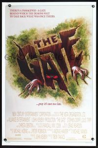 2o844 GATE one-sheet movie poster '86 really cool horror artwork of demon clawing out of hell!