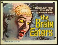 2o012 BRAIN EATERS half-sheet poster '58 Roger Corman, classic horror art of girl's brain exploding!