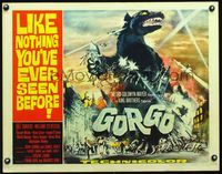 2o036 GORGO half-sheet movie poster '61 great artwork of monster terrorizing London by Joseph Smith!
