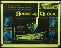 2o040 HOUSE OF USHER half-sheet '60 Vincent Price, Edgar Allan Poe's tale of the ungodly & evil!