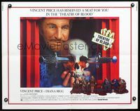 2o074 THEATRE OF BLOOD half-sheet poster '73 great image of Vincent Price holding bloody skull!