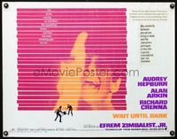 2o081 WAIT UNTIL DARK half-sheet movie poster '67 blind Audrey Hepburn is terrorized by a burglar!