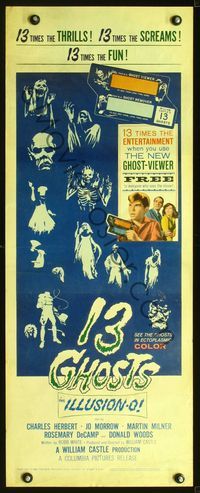 2o088 13 GHOSTS insert '60 William Castle, great art of all the spooks, cool horror in ILLUSION-O!