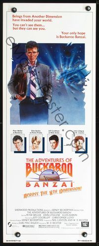2o093 ADVENTURES OF BUCKAROO BANZAI insert movie poster '84 cool sci-fi art of Peter Weller & cast!