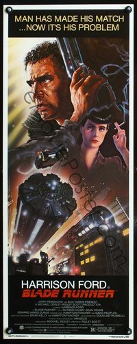 2o106 BLADE RUNNER insert '82 Ridley Scott sci-fi classic, art of Harrison Ford by John Alvin!