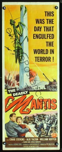 2o130 DEADLY MANTIS insert '57 classic art of giant insect on Washington Monument by Ken Sawyer
