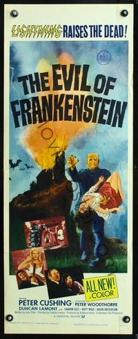 2o142 EVIL OF FRANKENSTEIN insert '64 art of monster & girl, he's back and no one can stop him!