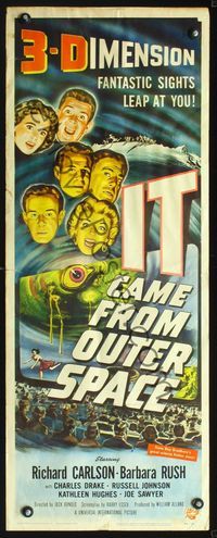 2o172 IT CAME FROM OUTER SPACE insert poster '53 Jack Arnold classic 3-D sci-fi, cool artwork!