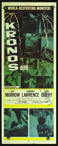 2o177 KRONOS insert poster '57 horrifying world-destroying monster, conqueror of the universe!