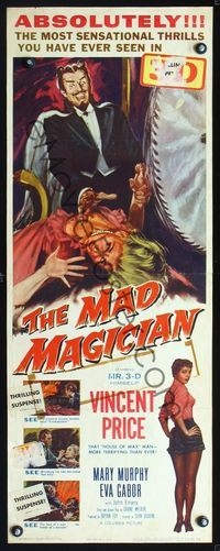 2o187 MAD MAGICIAN insert '54 3-D, Vincent Price is a crazy magician who performs dangerous tricks!