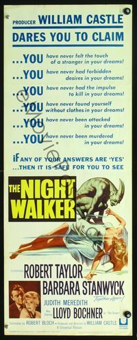 2o202 NIGHT WALKER insert poster '65 will it drive you to dream things you're ashamed to admit?