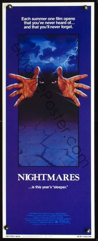 2o203 NIGHTMARES insert movie poster '83 cool sci-fi horror art of faceless man reaching forward!